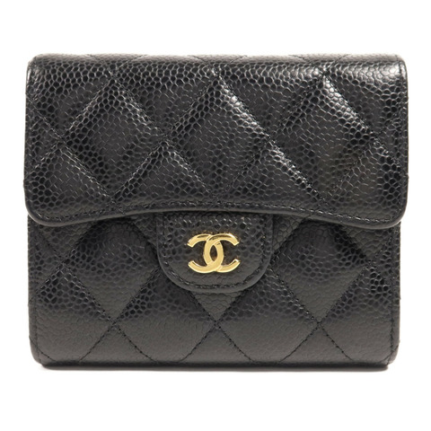 CHANEL 牛皮皮革Classic Trifold Wallet金扣錢包