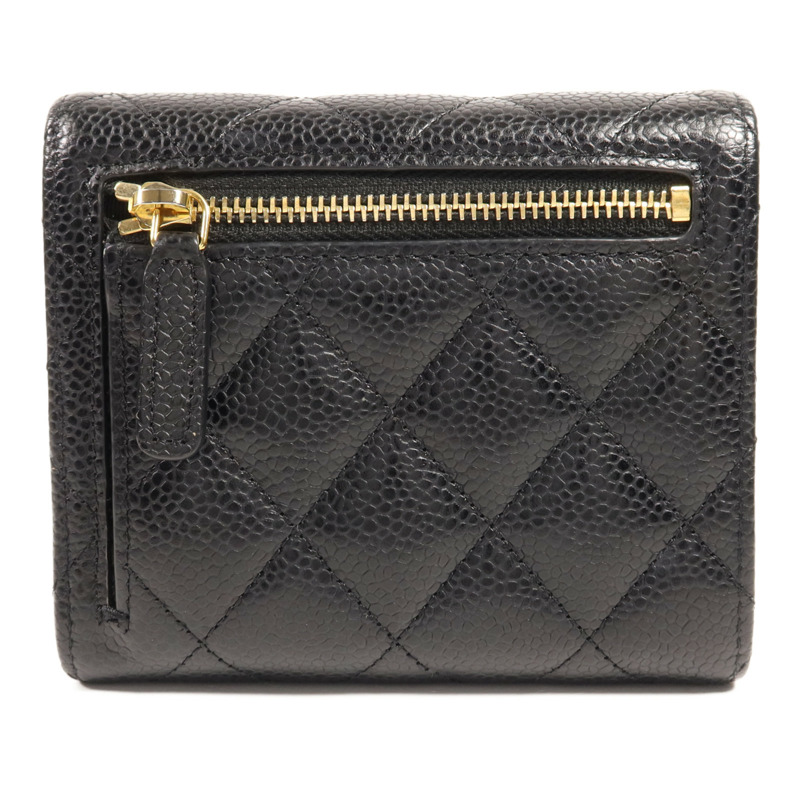 CHANEL 牛皮皮革Classic Trifold Wallet金扣錢包-1