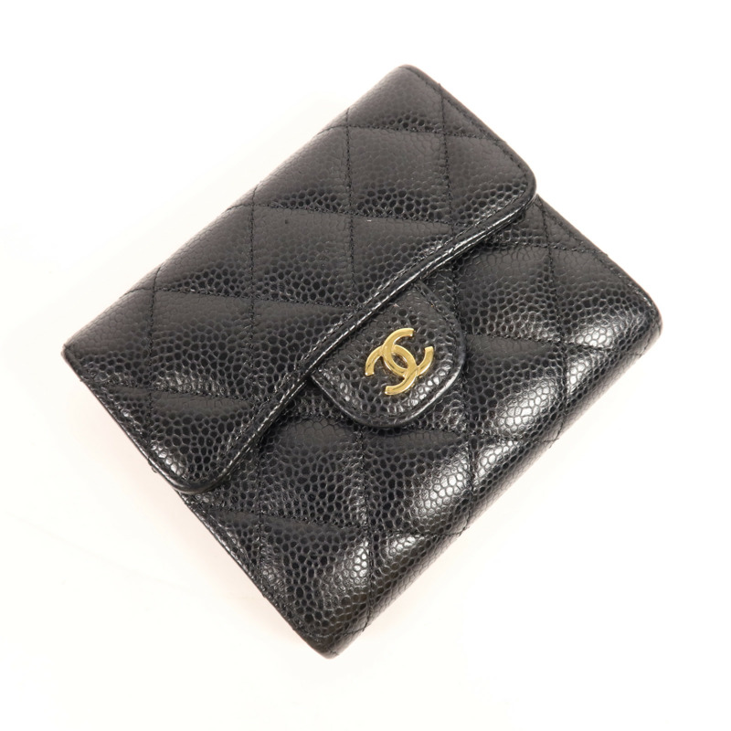 CHANEL 牛皮皮革Classic Trifold Wallet金扣錢包-2