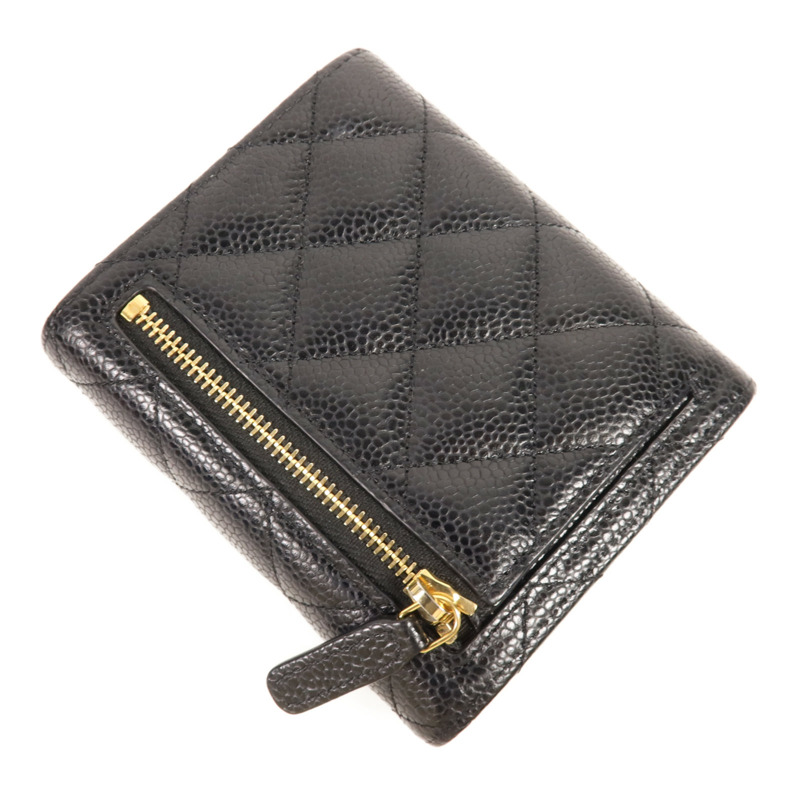 CHANEL 牛皮皮革Classic Trifold Wallet金扣錢包-3