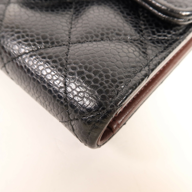 CHANEL 牛皮皮革Classic Trifold Wallet金扣錢包-10