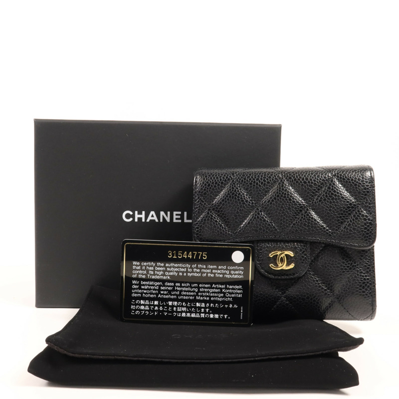 CHANEL 牛皮皮革Classic Trifold Wallet金扣錢包-14