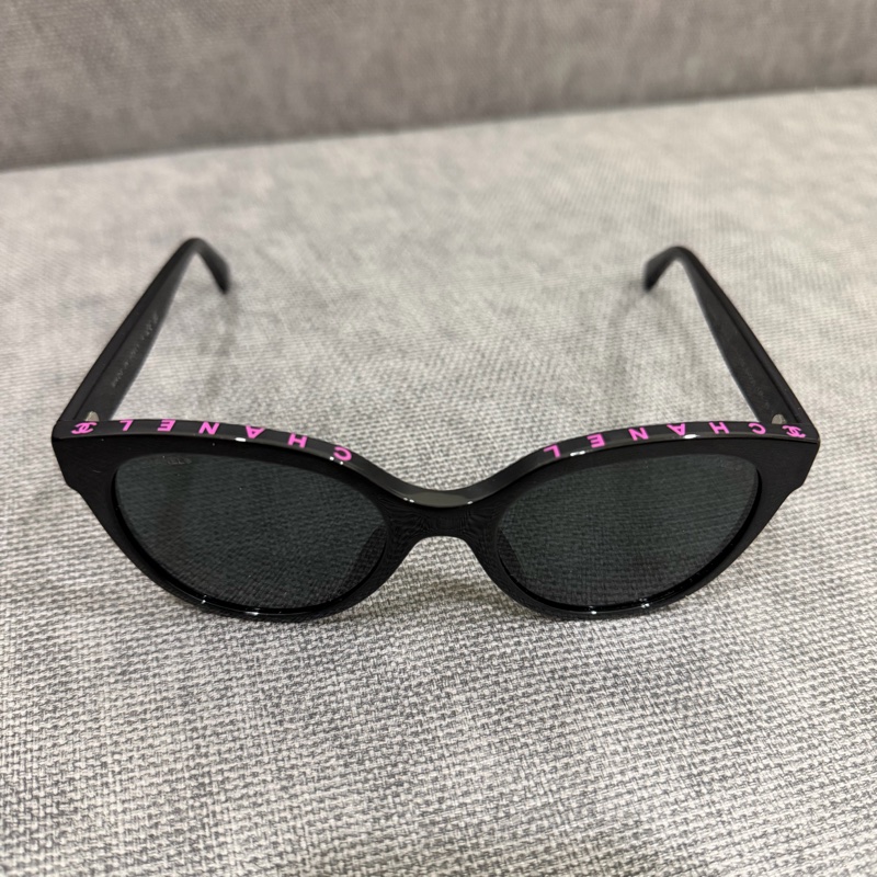 CHANEL 粉色logo太陽眼鏡 墨鏡 貓眼鏡片-7