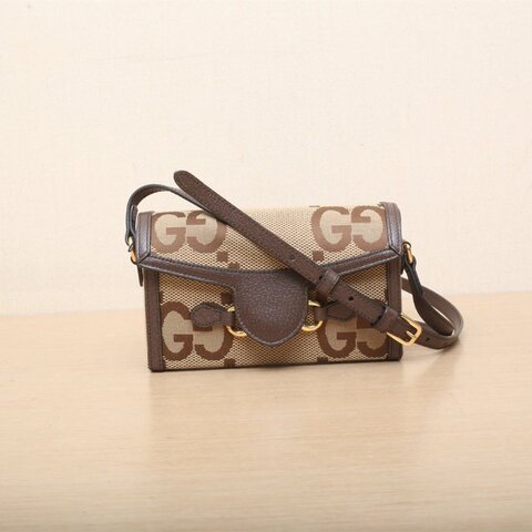 GUCCI Horsebit馬銜扣1955盒子包Mini18老花帆布金扣肩背包