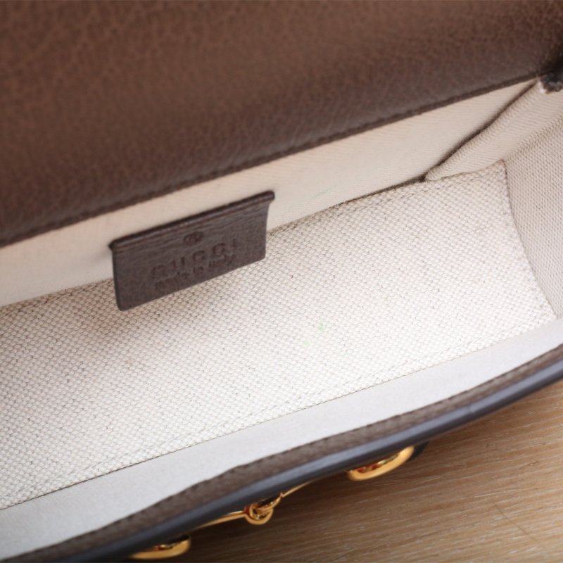 GUCCI Horsebit馬銜扣1955盒子包Mini18老花帆布金扣肩背包-2