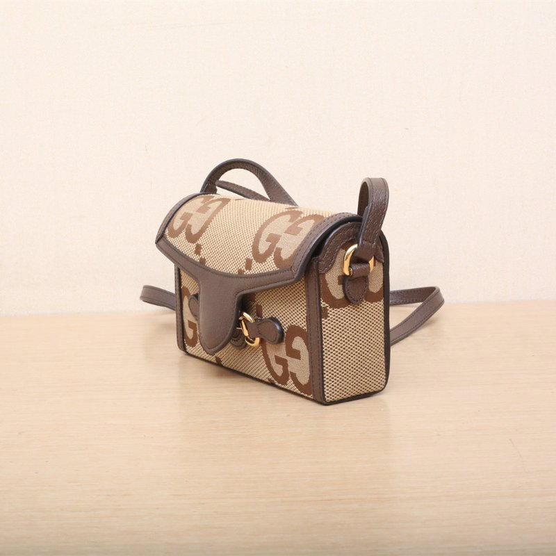 GUCCI Horsebit馬銜扣1955盒子包Mini18老花帆布金扣肩背包-3