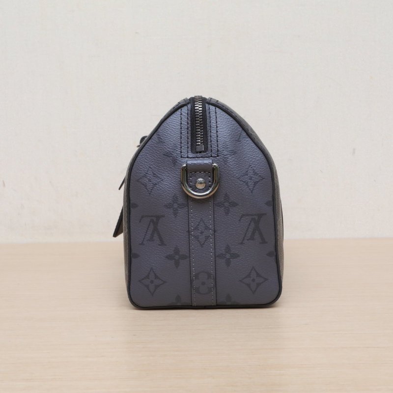 LOUIS VUITTON KEEPALLCity拼黑色牛皮/PVC晶片City牛皮拼PVC肩背包-4
