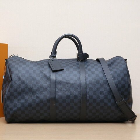LOUIS VUITTON KEEPALL55配肩帶藍色PVC2015肩背包