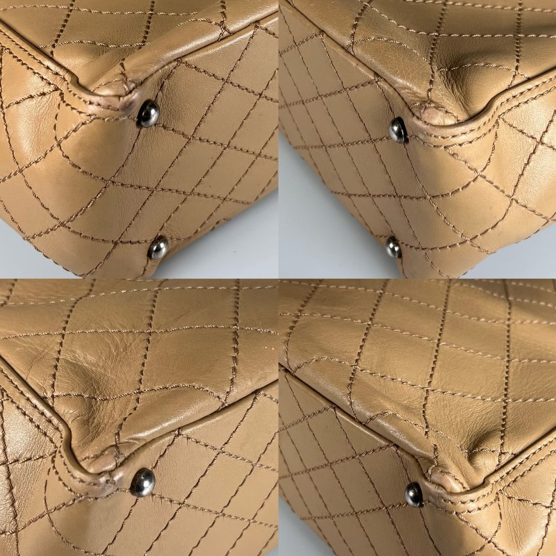 CHANEL 粗菱格紋小托特包 膚色21開-13