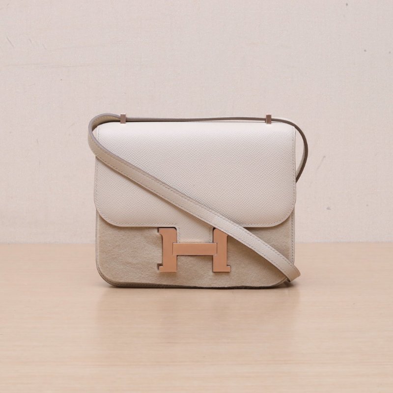 HERMES Constance康康1910奶昔白Epsom皮Y刻金扣肩背包-1