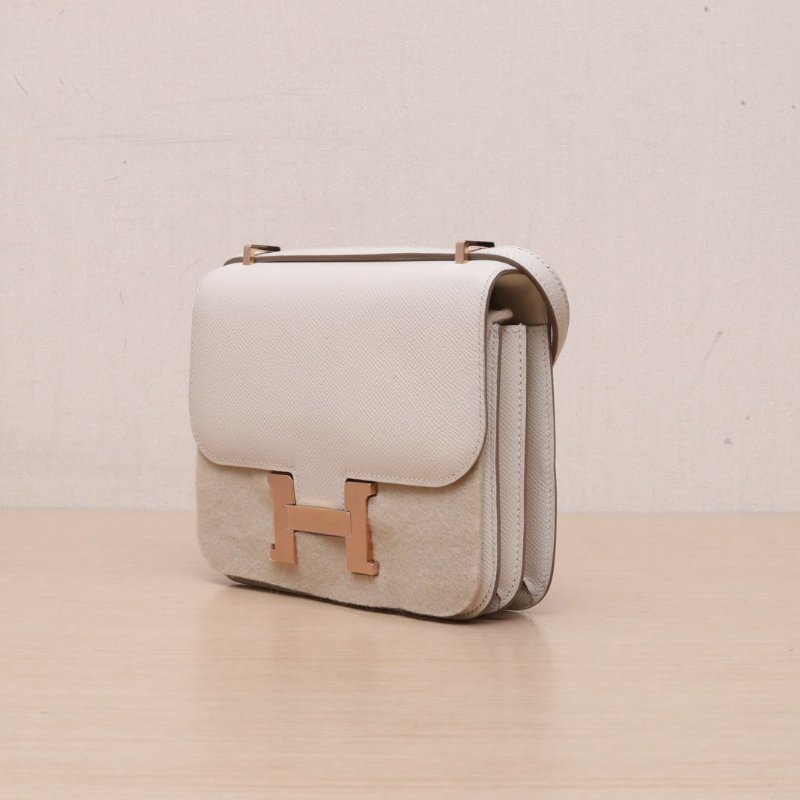 HERMES Constance康康1910奶昔白Epsom皮Y刻金扣肩背包-3