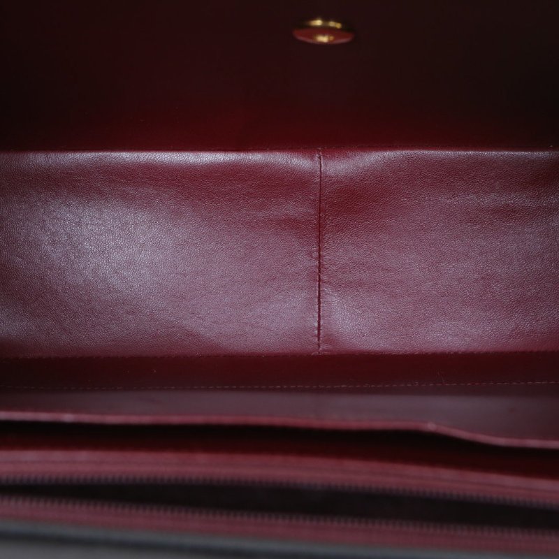 CHANEL 中古黑金羊貝嫂34黑色羊皮2開金扣肩背包-2