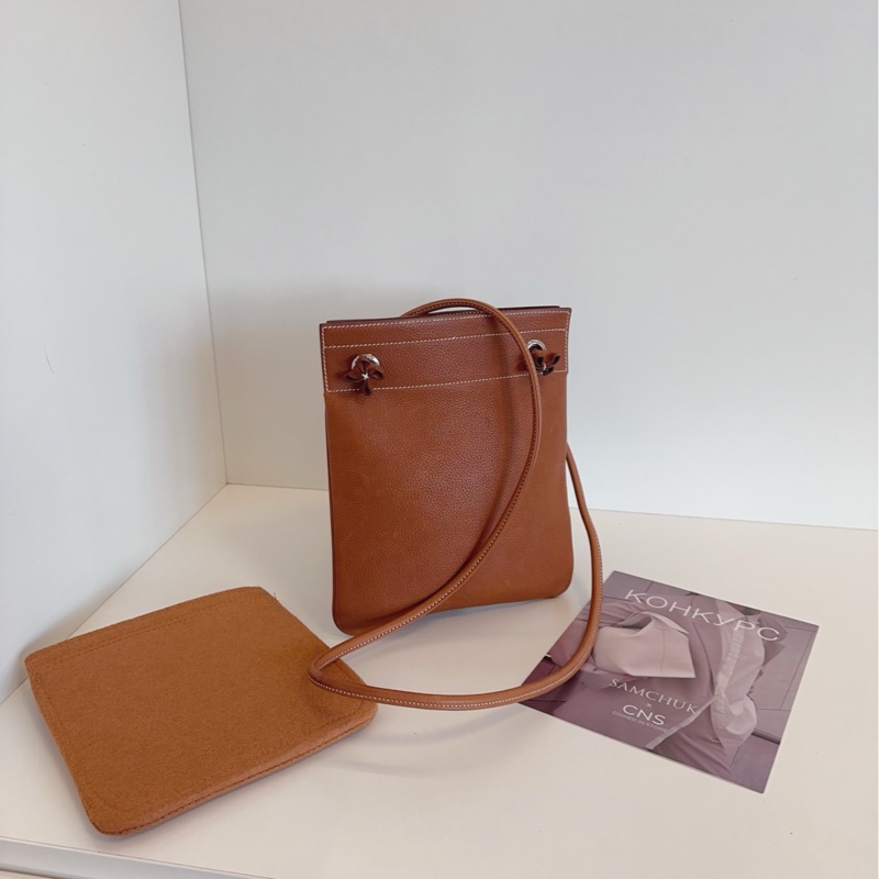 【97新🆕】Hermes Aline mini 金棕銀扣 馬鞍皮 C刻斜挎包-0
