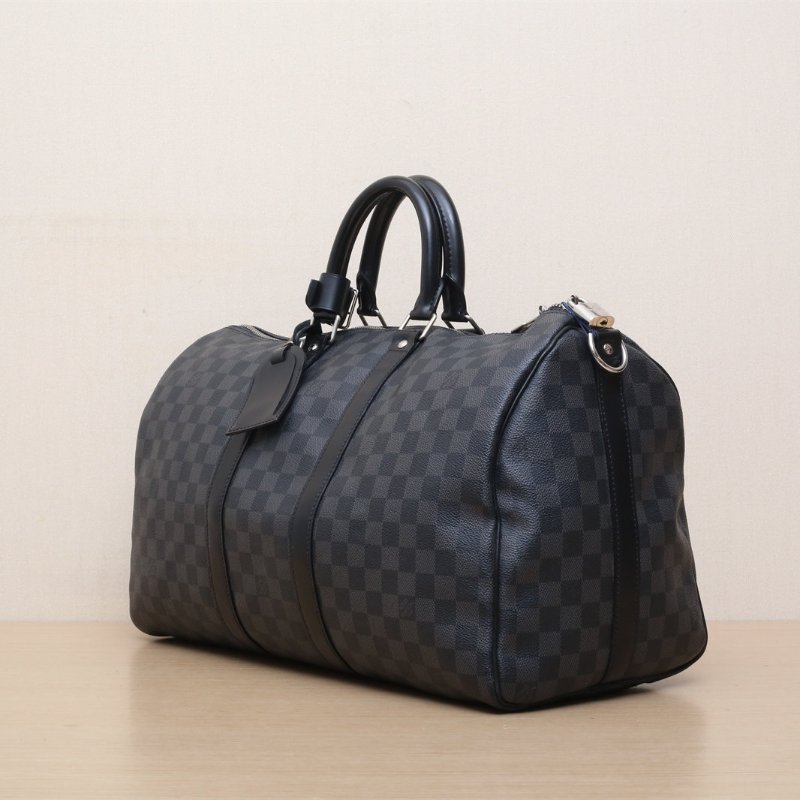 LOUIS VUITTON KEEPALL45配肩帶棋盤格黑棋格PVC2013肩背包-4