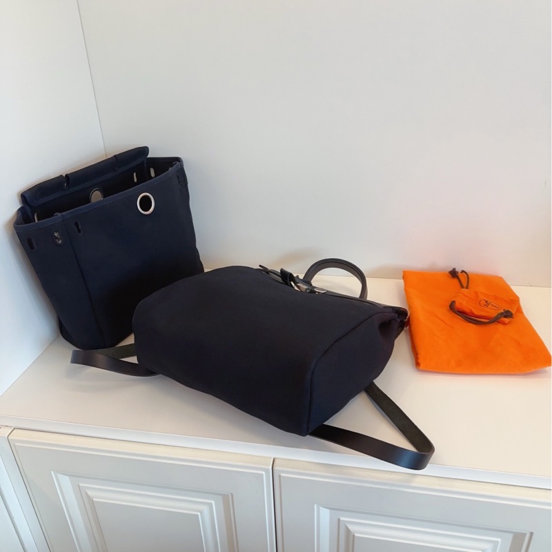 【98新🆕】Hermes 中古herbag31 黑銀帆布雙肩 雙替換袋-5