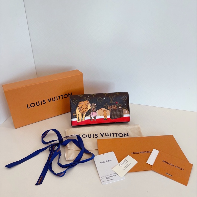 【98新全套🆕】LV 限定動物園老花翻蓋長錢包 可斜挎-0