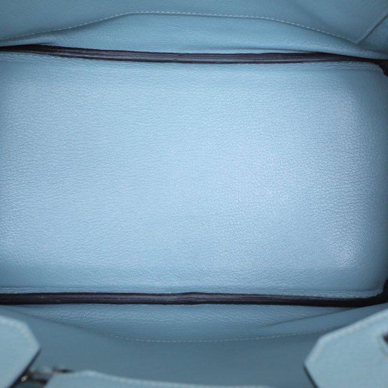 HERMES Birkin307G天青色TC皮框M銀扣肩背包-2