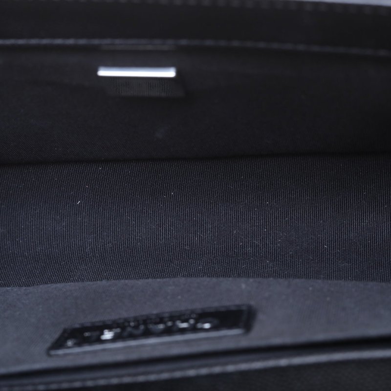 CHANEL Leboy中號25黑色荔枝牛皮晶片開銀扣菱格紋肩背包-2