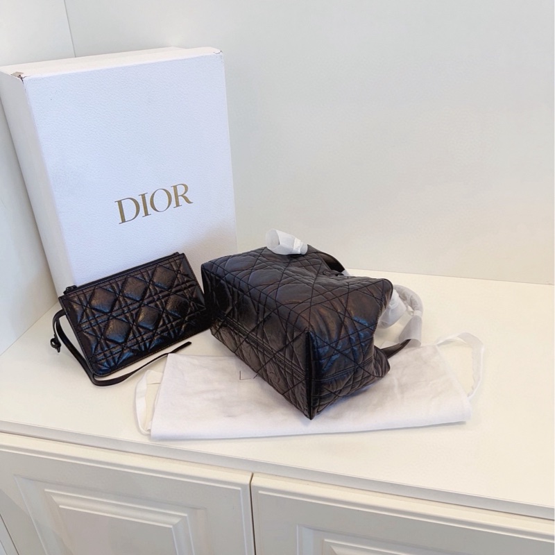 【99新閒置🆕】Dior Soblack Toujours全黑油蠟皮土著包 小號 手提單肩包-3