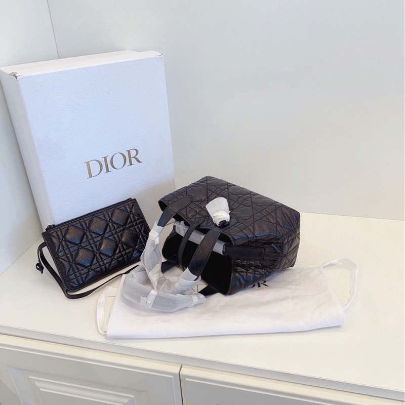 【99新閒置🆕】Dior Soblack Toujours全黑油蠟皮土著包 小號 手提單肩包-4