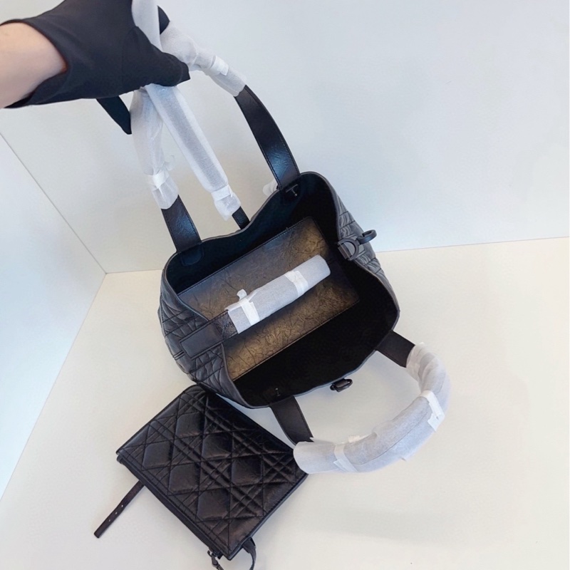 【99新閒置🆕】Dior Soblack Toujours全黑油蠟皮土著包 小號 手提單肩包-5