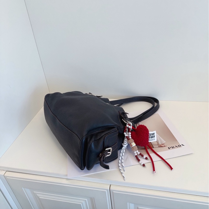 【98新🆕】Prada 黑銀雙口袋機車tote托特包 手提包 單肩包-4