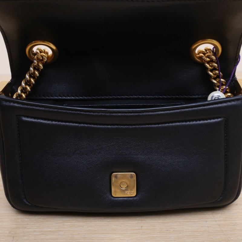 FENDI Baguette法棍包Mini黑色羊皮肩背包-2