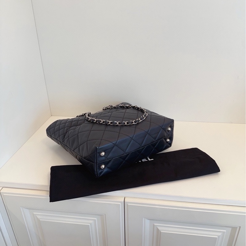 【98新🆕】Chanel 黑銀菱格竪款長鏈條⛓️托特包 單肩包-4