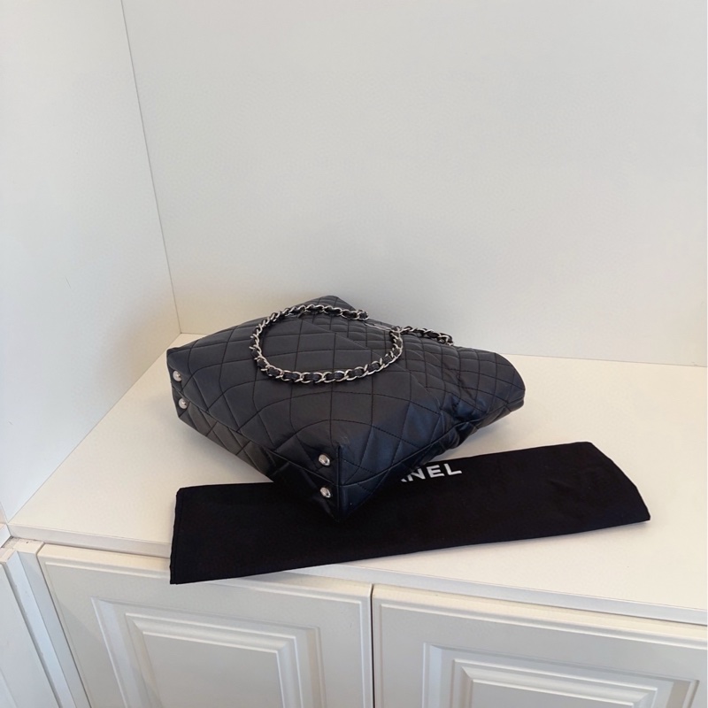 【98新🆕】Chanel 黑銀菱格竪款長鏈條⛓️托特包 單肩包-5