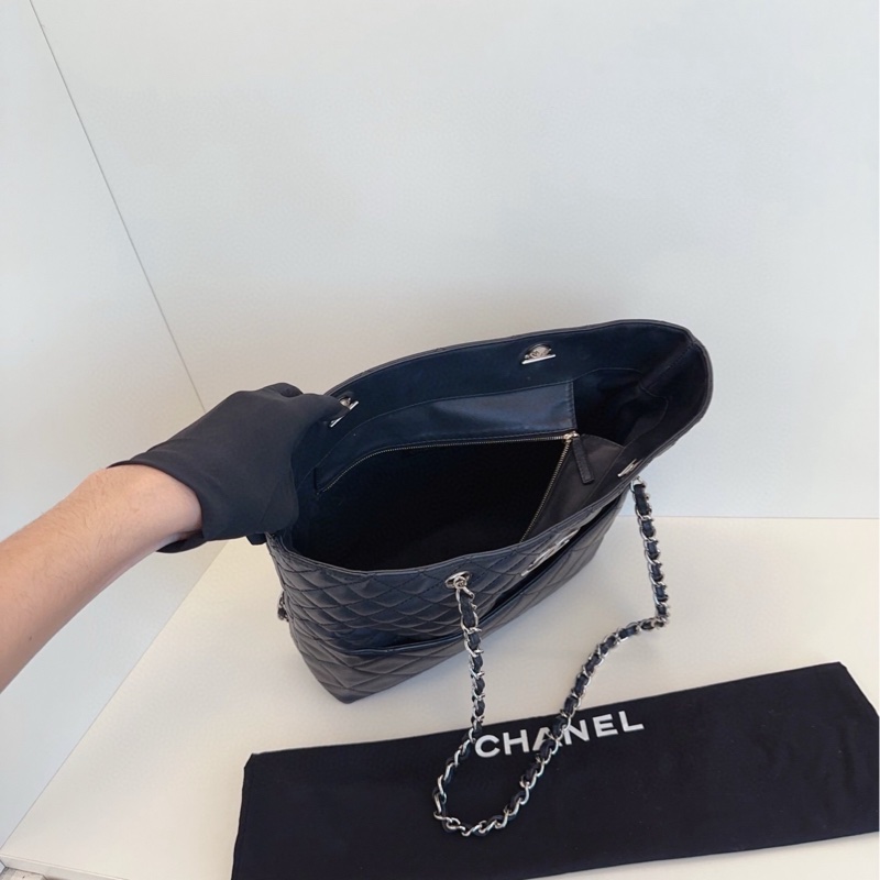 【98新🆕】Chanel 黑銀菱格竪款長鏈條⛓️托特包 單肩包-6