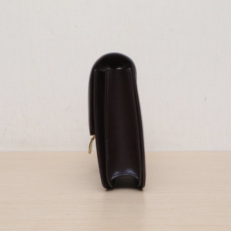 CELINE ClassicBox中號深巧克力色牛皮金扣肩背包-4