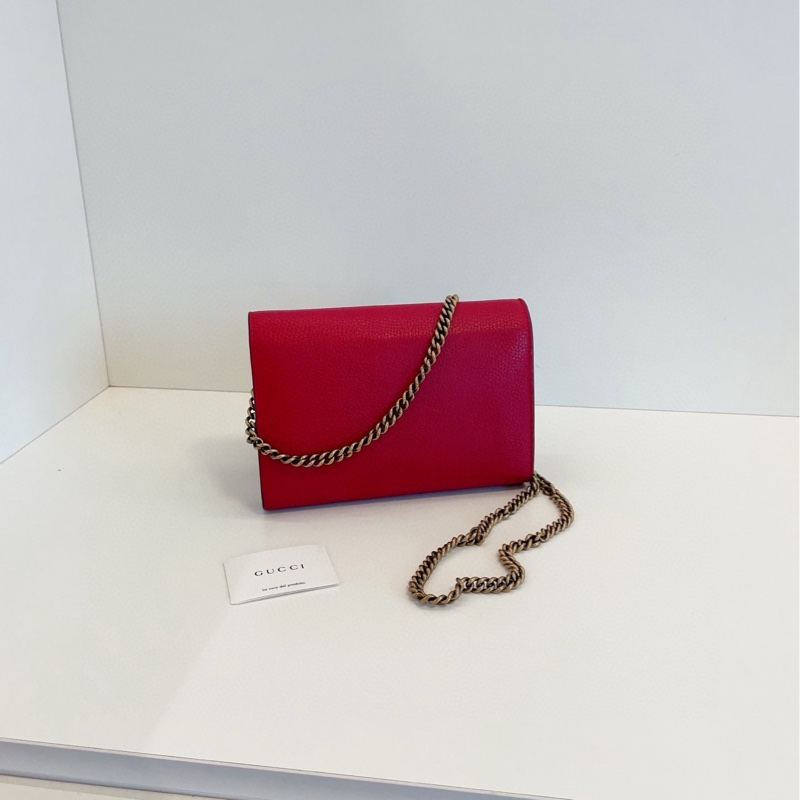 【98新🆕】Gucci marmont紅金扣GG woc信封包 鏈條包斜挎包-3