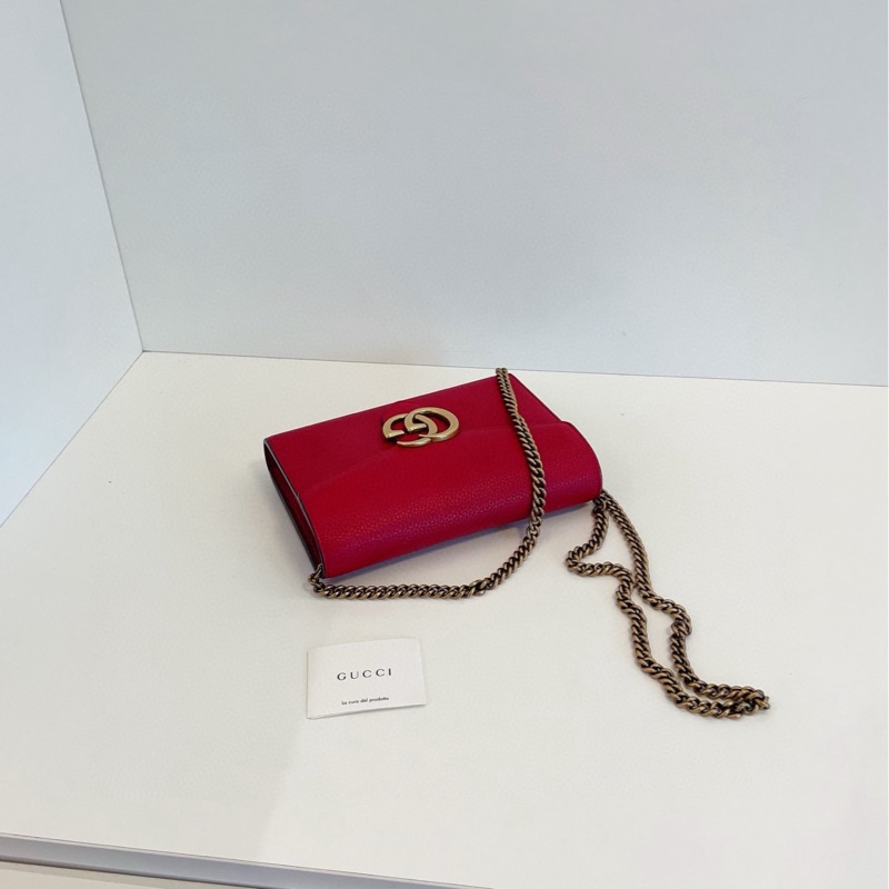 【98新🆕】Gucci marmont紅金扣GG woc信封包 鏈條包斜挎包-4