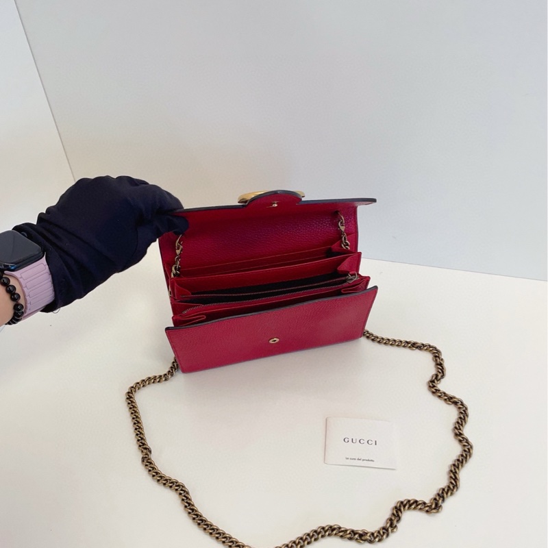 【98新🆕】Gucci marmont紅金扣GG woc信封包 鏈條包斜挎包-7