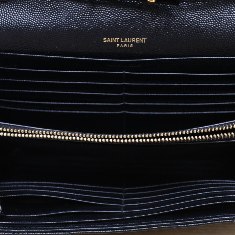 SAINT LAURENT CASSANDRA信封鏈條包22MATELASSV紋黑色荔枝牛皮金扣肩背包-3