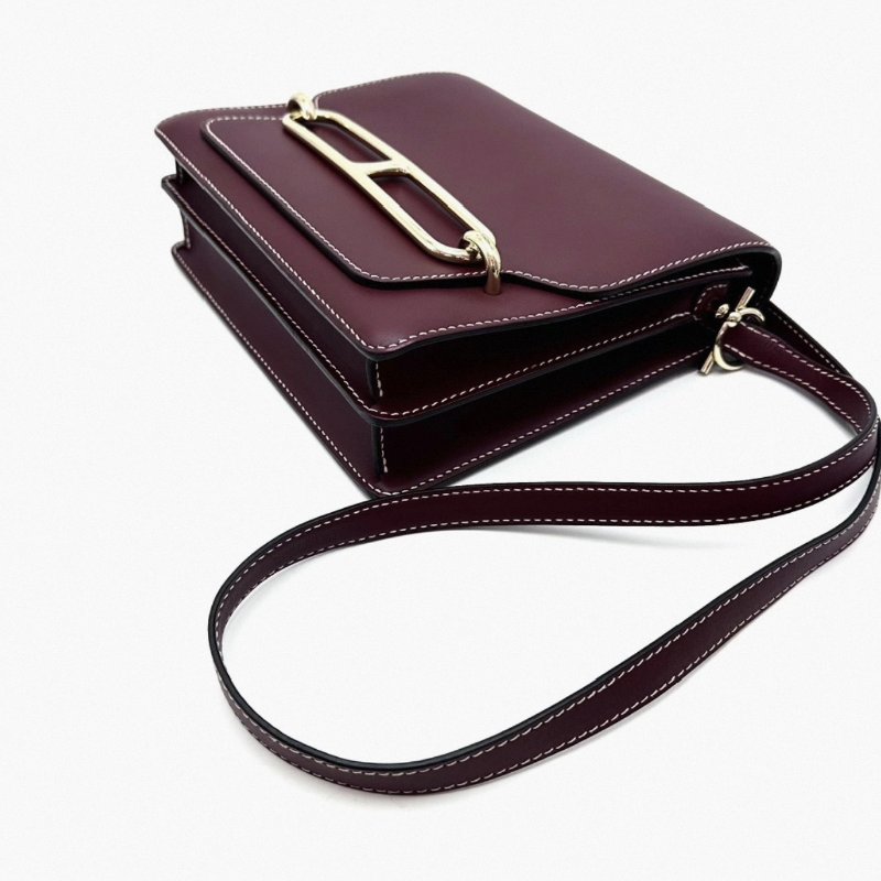 HERMES 豬鼻子波爾多酒紅霧面box皮肩背斜背包 23*21*7 98新配件塵袋-1