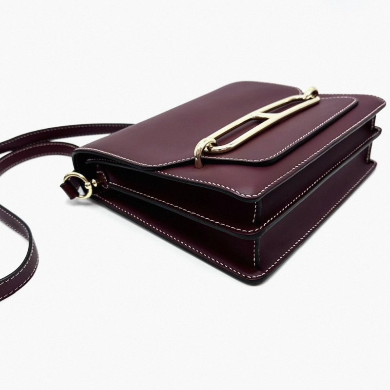 HERMES 豬鼻子波爾多酒紅霧面box皮肩背斜背包 23*21*7 98新配件塵袋-2