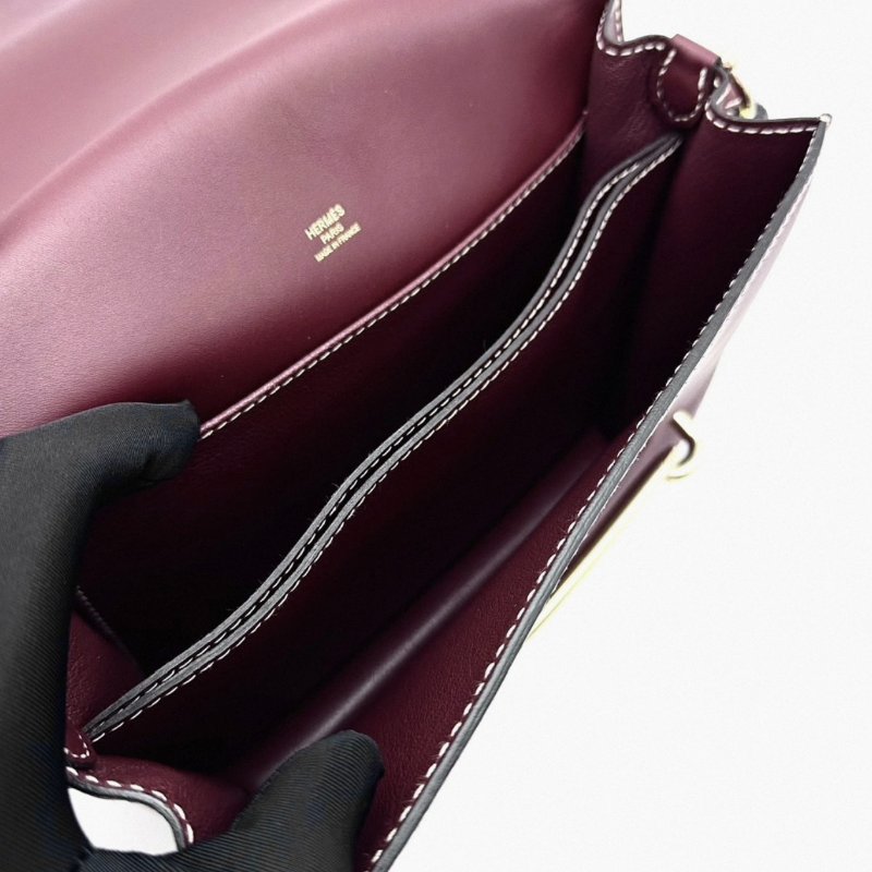 HERMES 豬鼻子波爾多酒紅霧面box皮肩背斜背包 23*21*7 98新配件塵袋-5