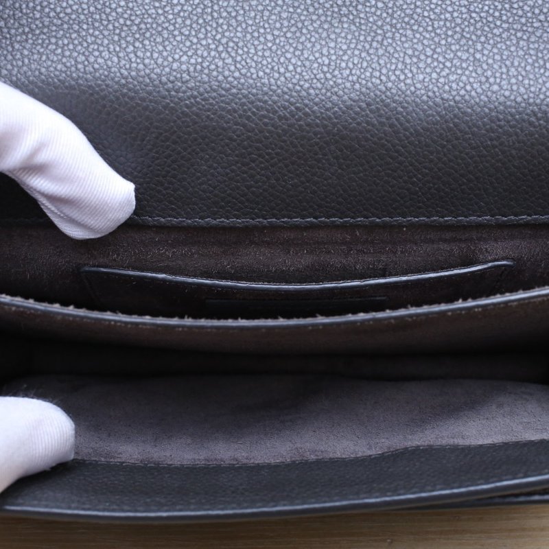 SAINT LAURENT SUNSET日落包中號22深灰牛皮銀扣肩背包-3