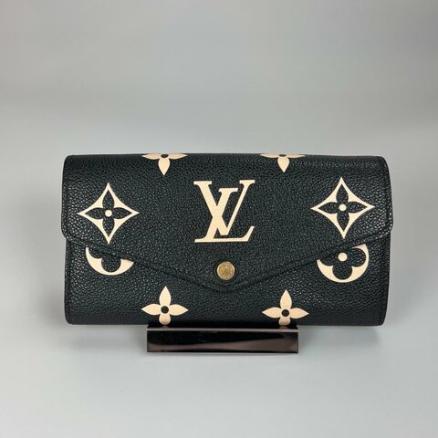 LV M80496/晶片款 Sarah黑壓紋信封掀蓋長夾