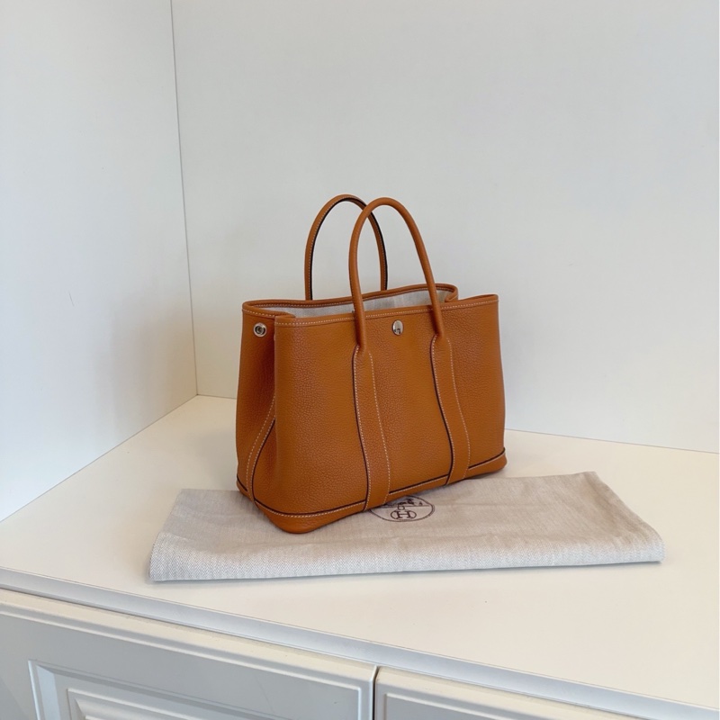 【閒置🆕】Hermes Garden GP30 花園包 金棕銀扣全皮 togo A刻-1