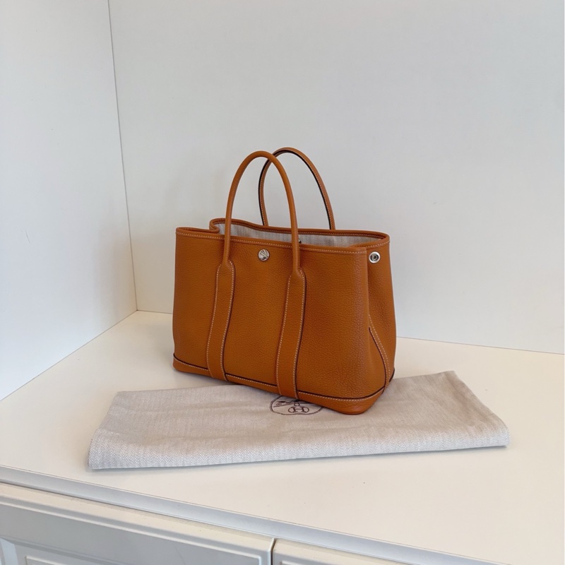 【閒置🆕】Hermes Garden GP30 花園包 金棕銀扣全皮 togo A刻-2