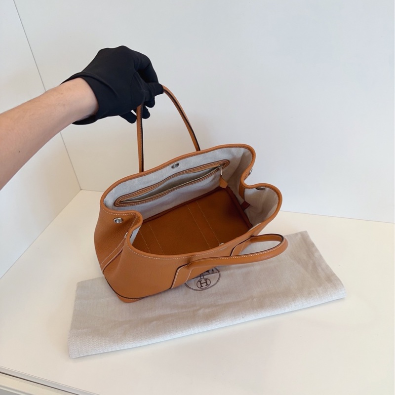【閒置🆕】Hermes Garden GP30 花園包 金棕銀扣全皮 togo A刻-8