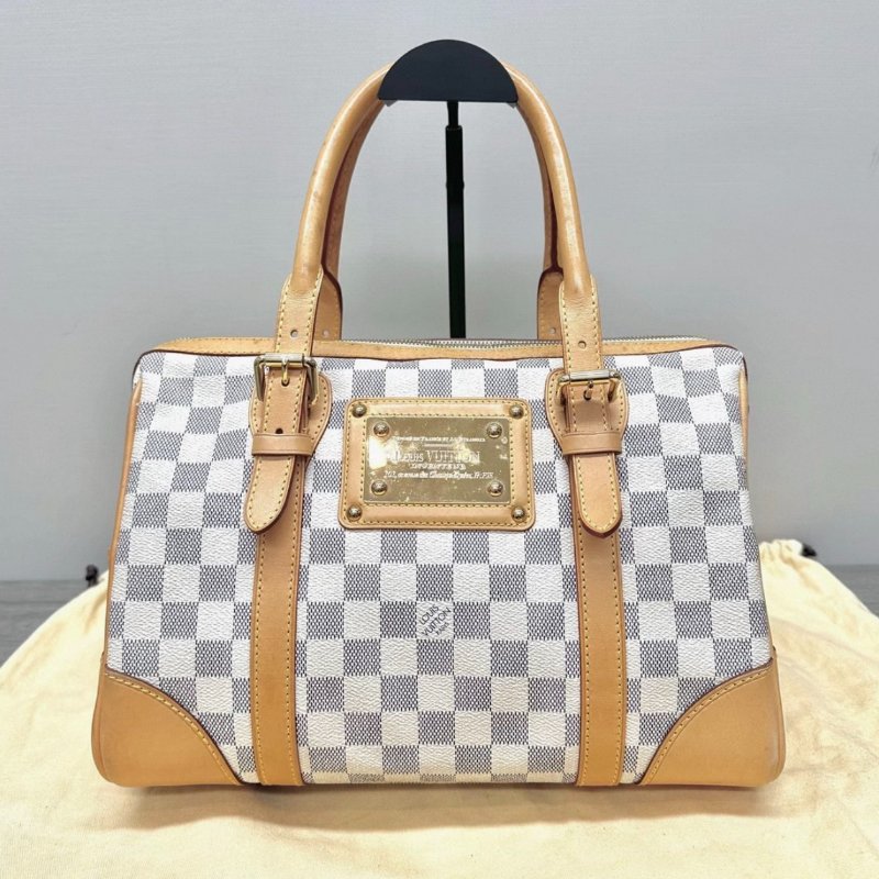 LV 白棋盤格拼皮手提托特包 31*21*20 98新配件塵袋-0