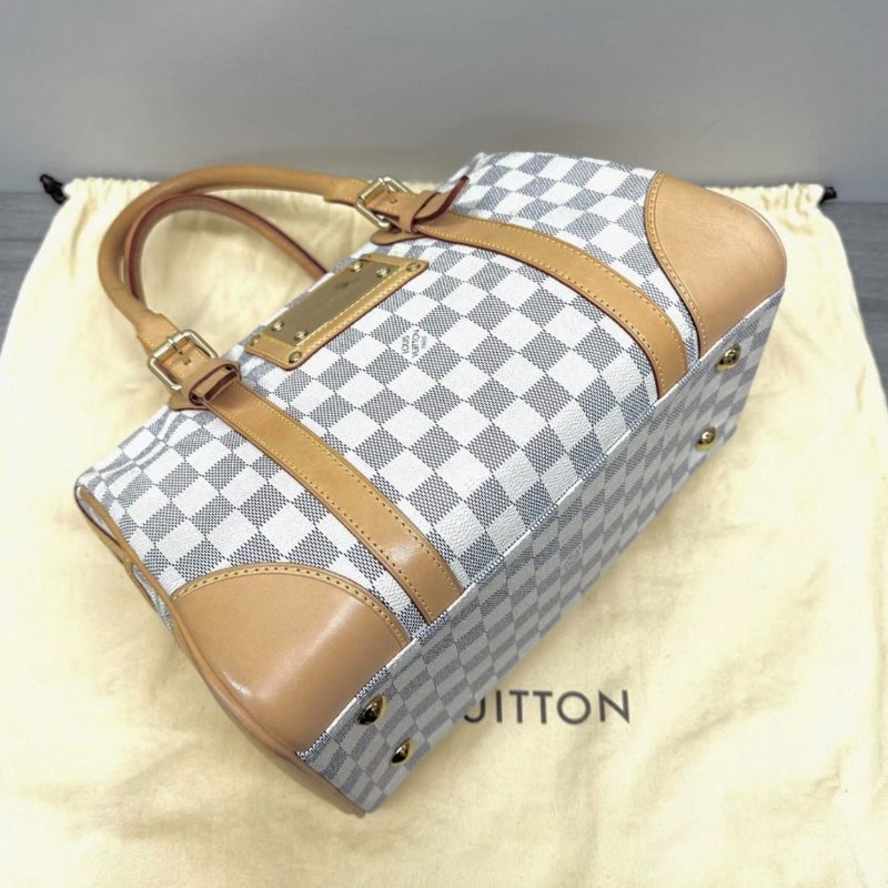 LV 白棋盤格拼皮手提托特包 31*21*20 98新配件塵袋-2