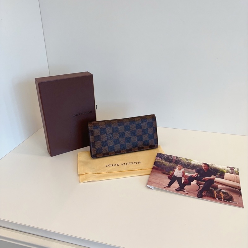 【98新🆕】LV 棕棋盤格 兩折長錢包 多卡槽設計 經典實用-0