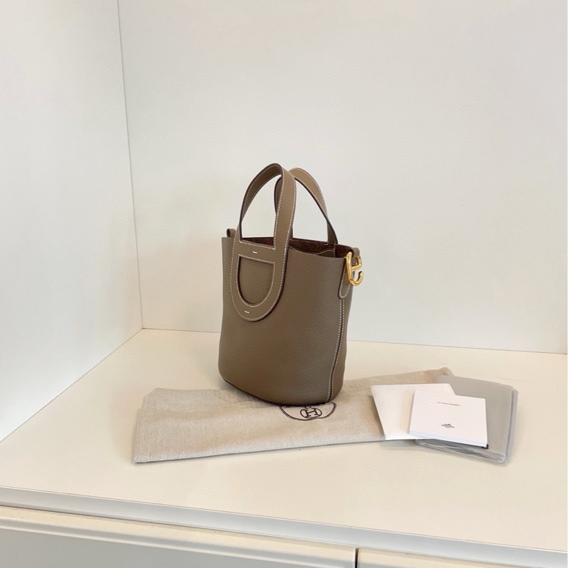 【99新閒置🆕】Hermes in the loop 18 大象灰🐘金扣豬鼻子菜籃子 W刻手提包 單肩包-1