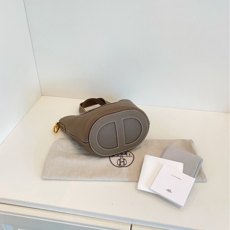 【99新閒置🆕】Hermes in the loop 18 大象灰🐘金扣豬鼻子菜籃子 W刻手提包 單肩包-5