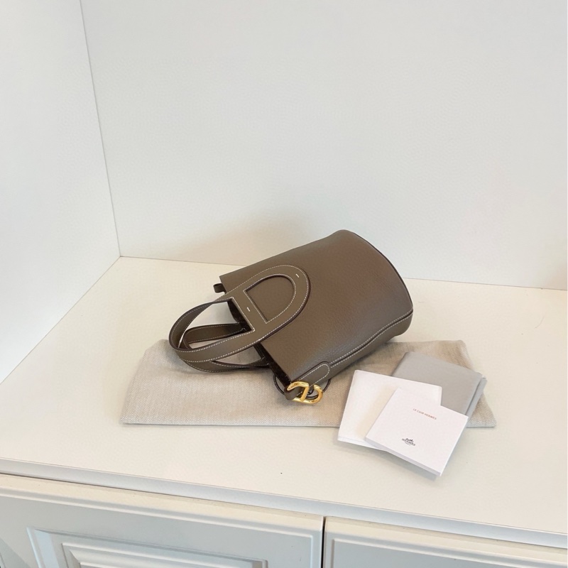 【99新閒置🆕】Hermes in the loop 18 大象灰🐘金扣豬鼻子菜籃子 W刻手提包 單肩包-6