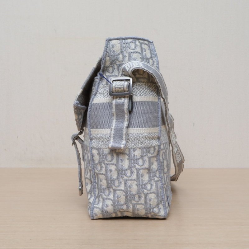 DIOR Diorcamp郵差信使包中號29灰色帆布銀扣2020Oblique印花肩背包-4